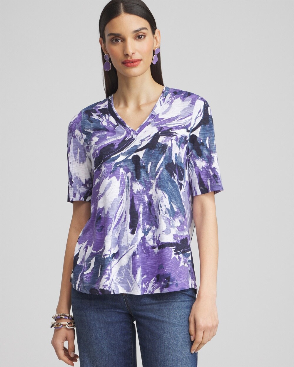 Floral Elbow Sleeve A-line Tee