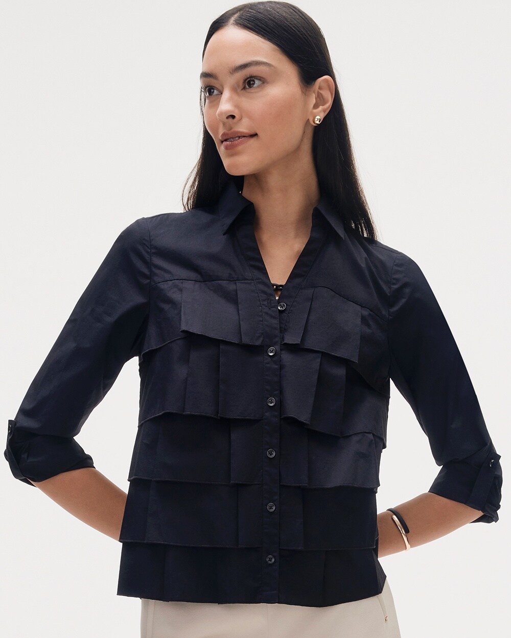 Poplin Ruffle Shirt