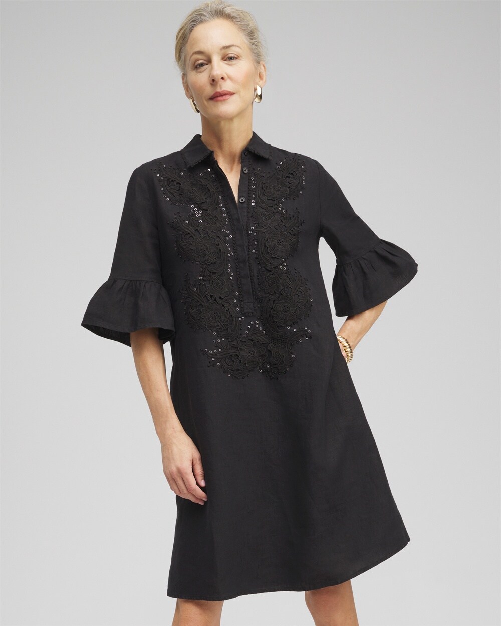 Linen Lace Applique Dress