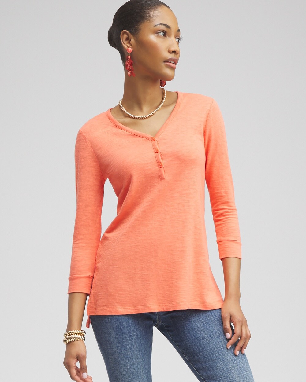 Henley Side Slit Tunic