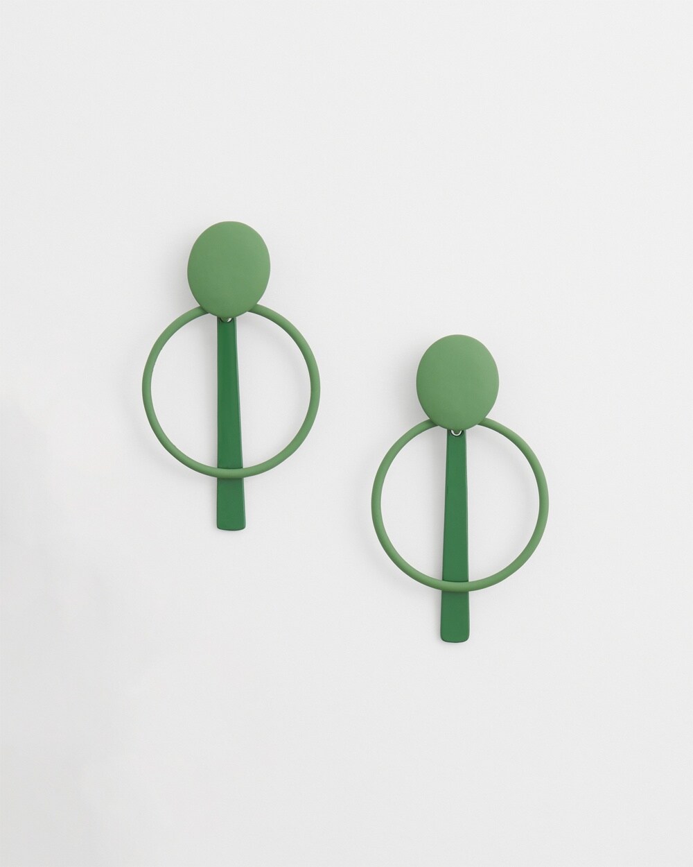 Green Clip-on Drop Hoops