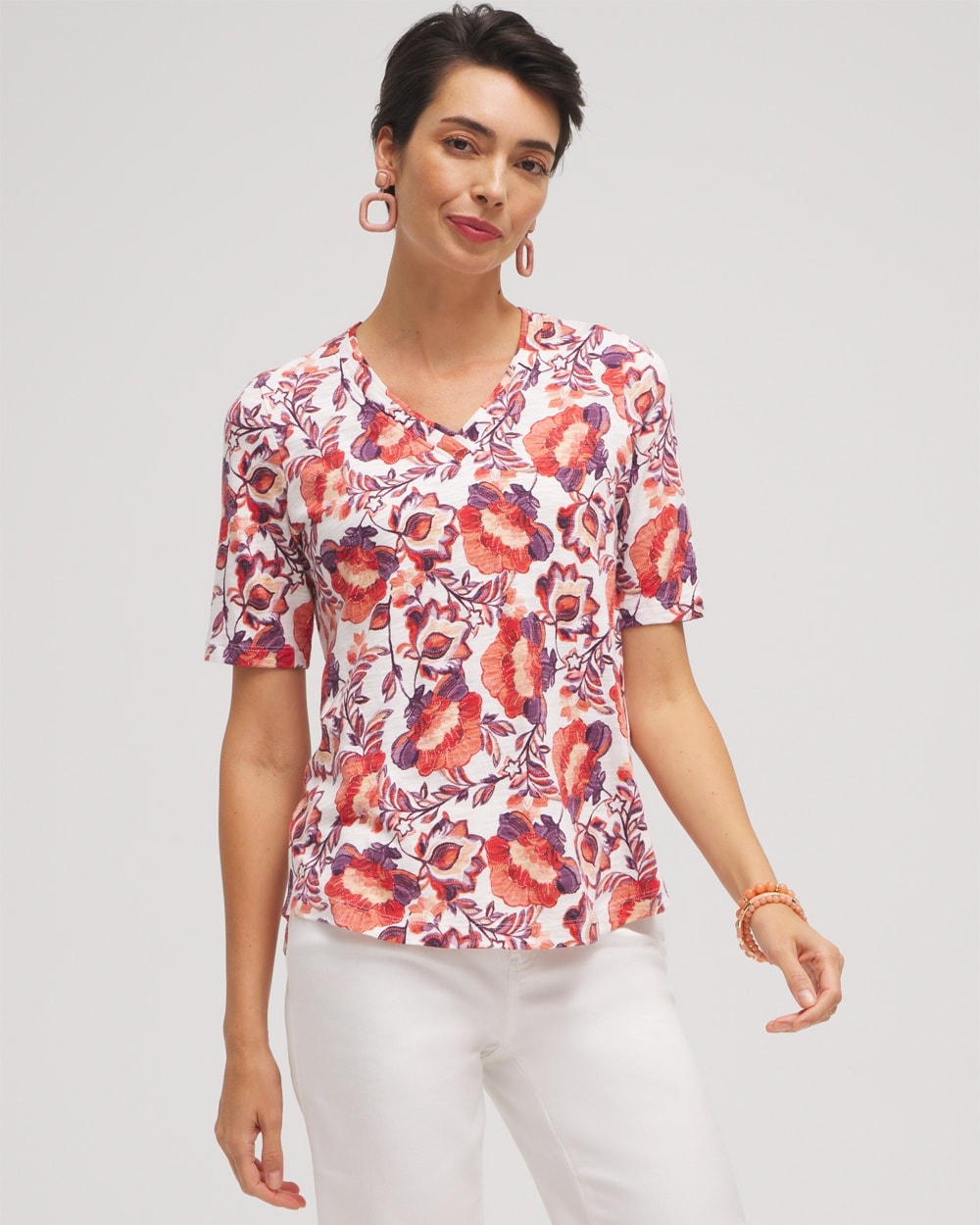 Floral Elbow Sleeve A-line Tee