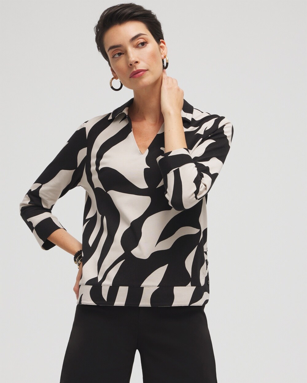 Abstract Polished Collar Top