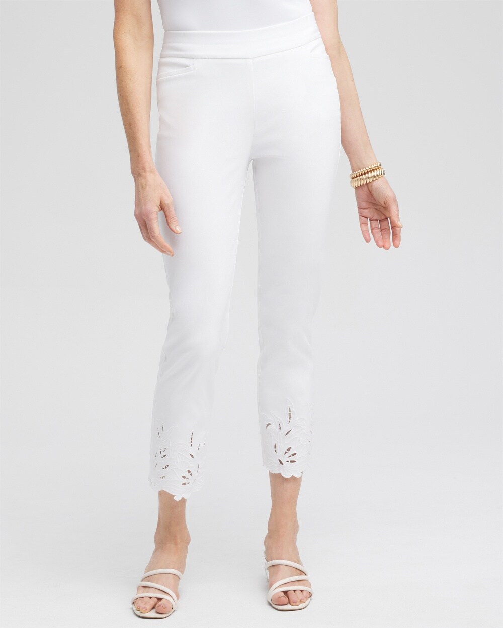 Brigitte Embroidered Slim Cropped Pants