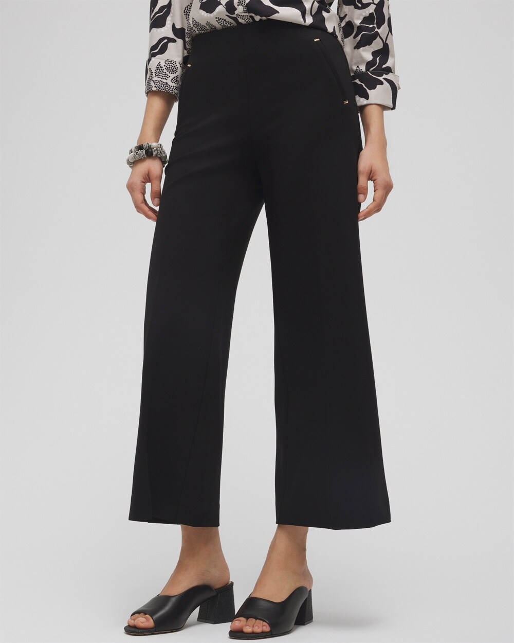 Petite Juliet Ponte Wide Leg Cropped Pants