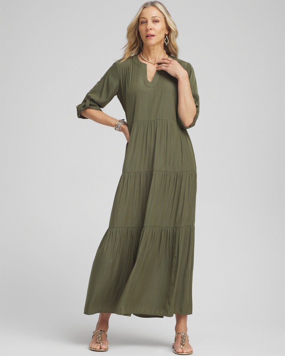 Tiered A-line Maxi Dress