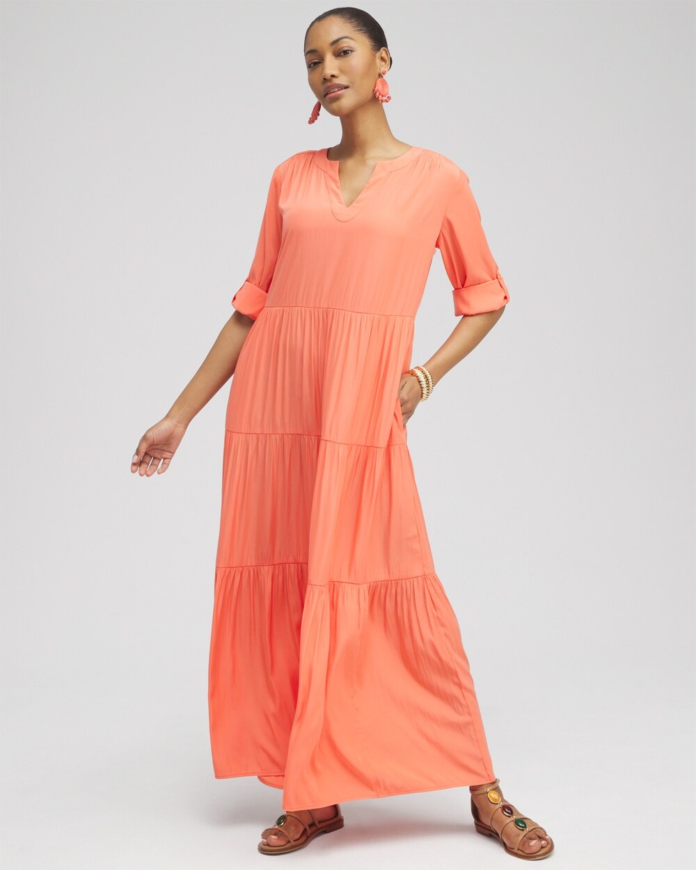 Tiered A-line Maxi Dress