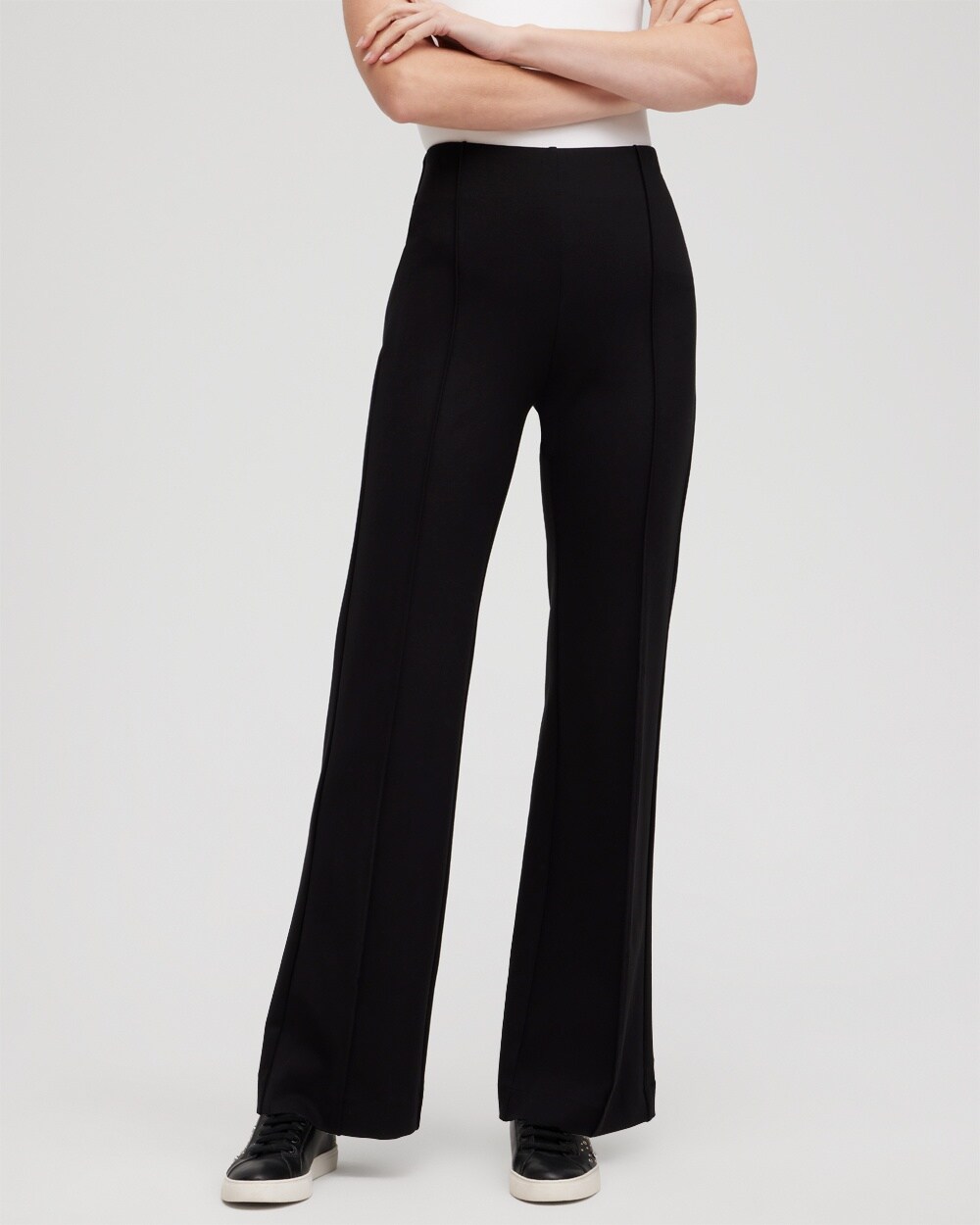 Ponte Pintuck Wide Leg Pants