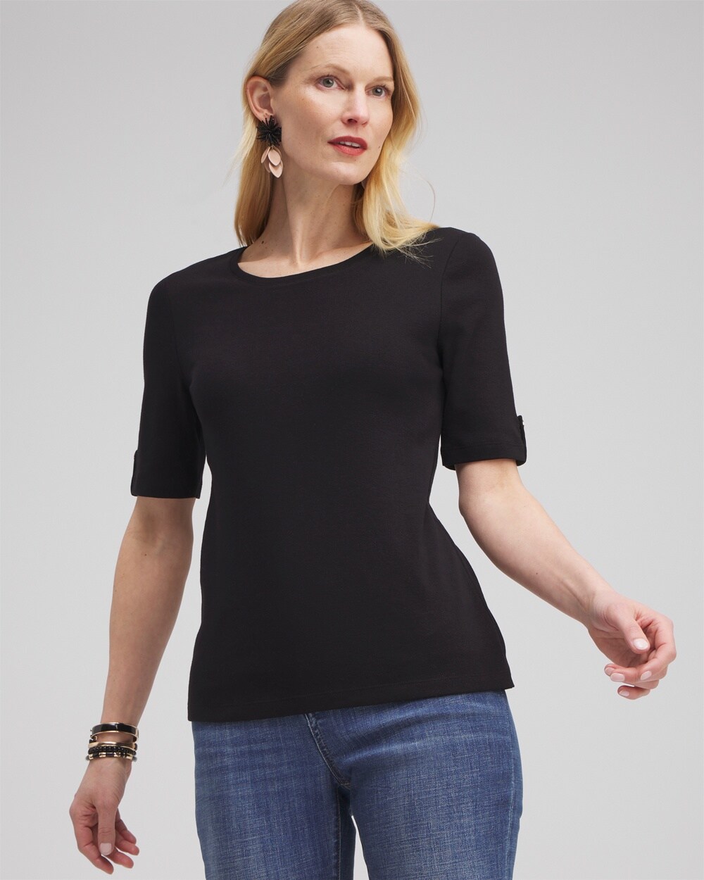 Elbow Sleeve Cotton Tee