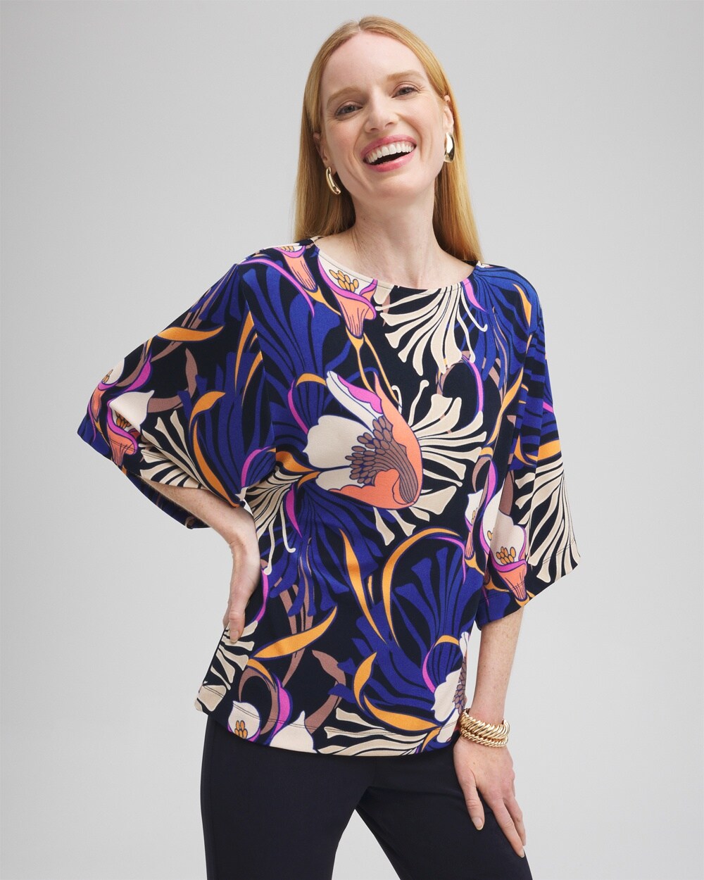 Travelers&#8482; Floral Kimono Sleeve Top