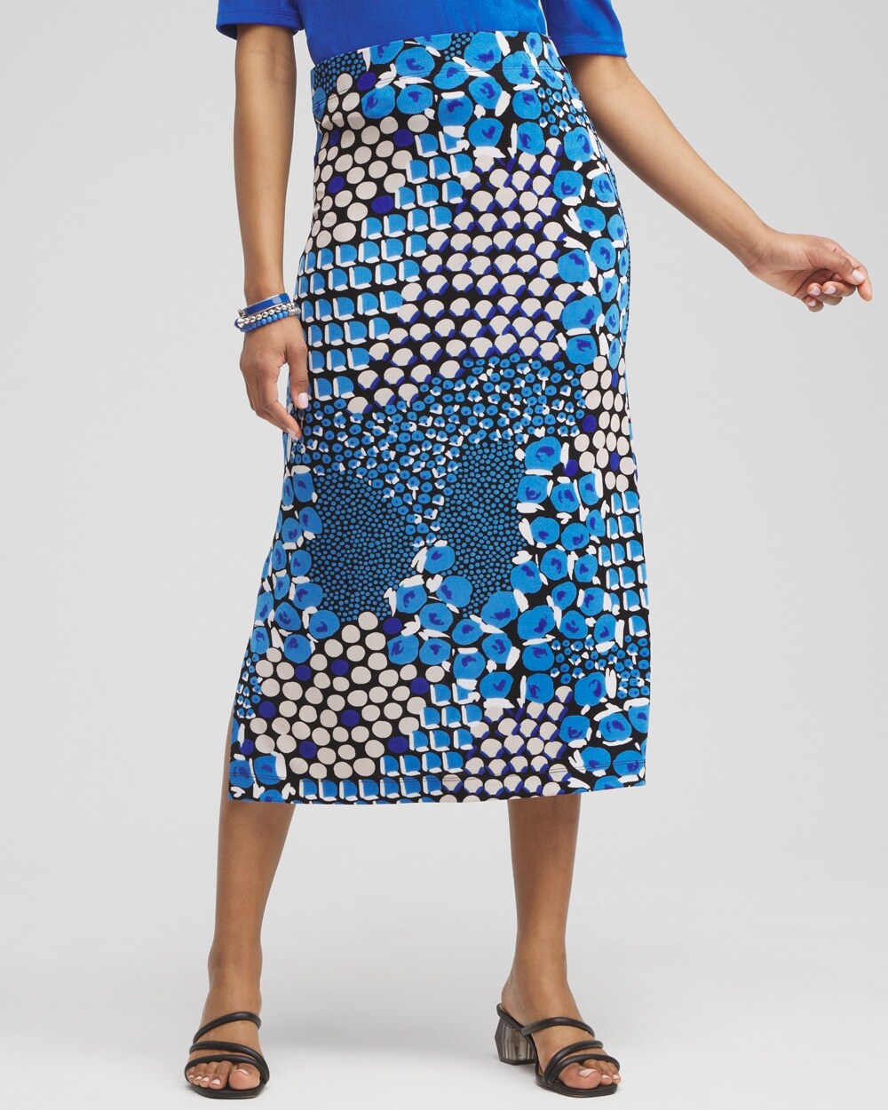 Travelers&#8482; Mixed Dots Midi Skirt