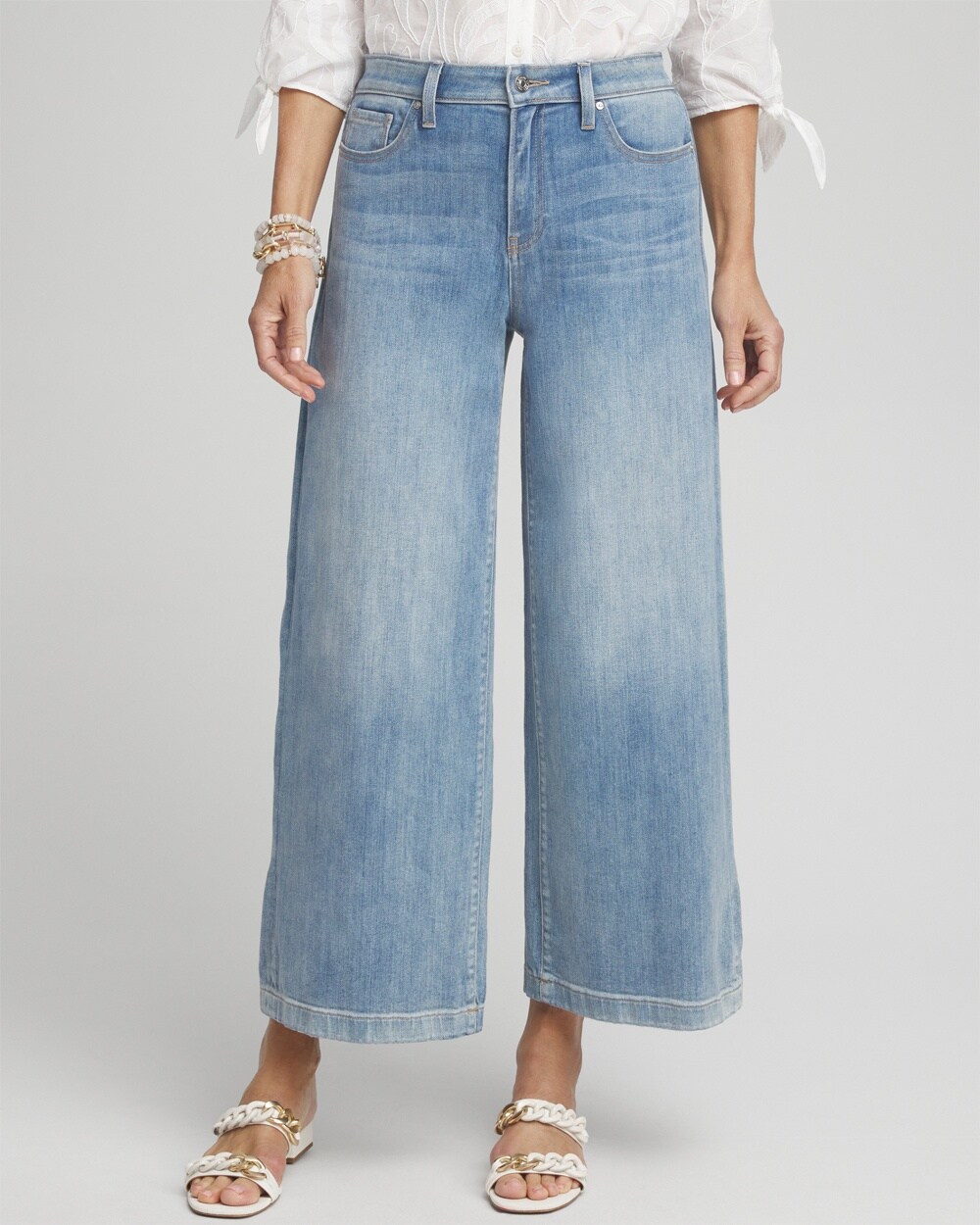 High Rise Wide Leg Cropped Denim