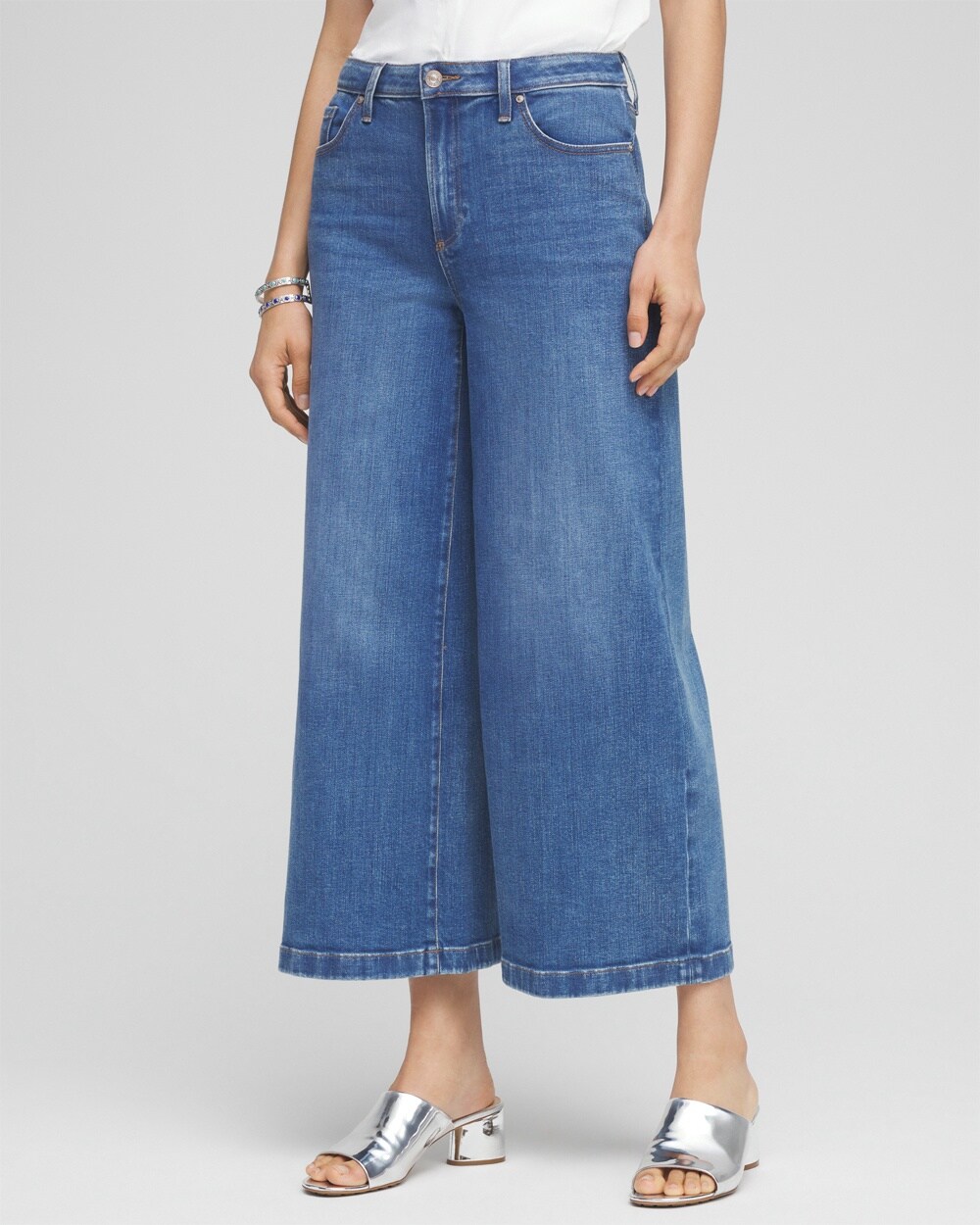 High Rise Wide Leg Cropped Denim