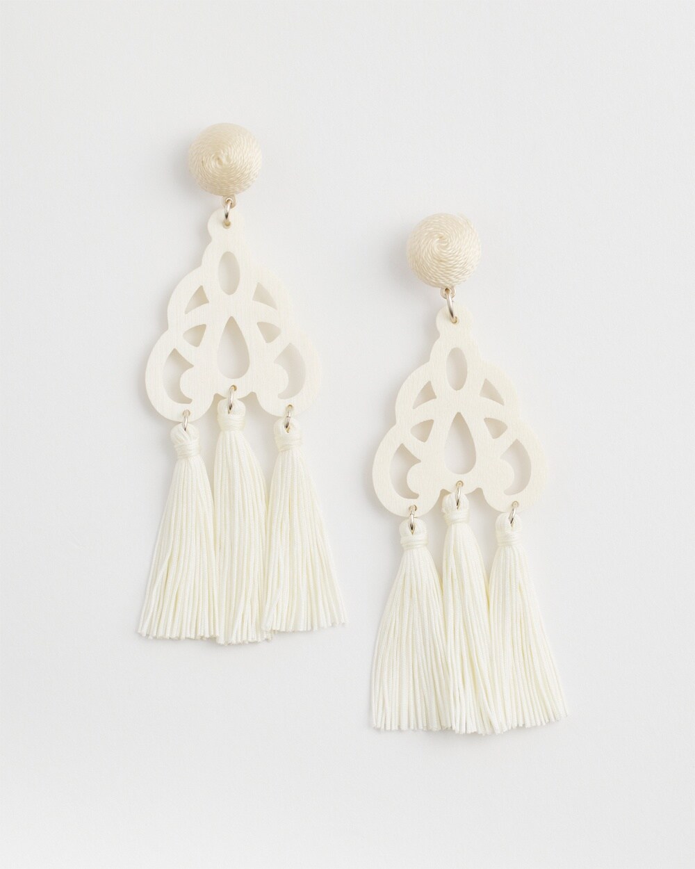 No Droop&#8482; White Fringe Earrings