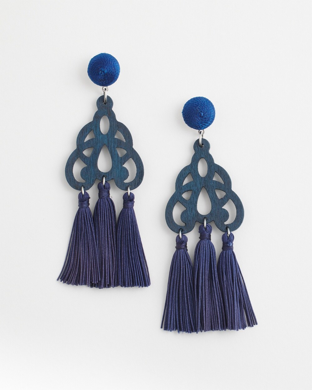 No Droop&#8482; Navy Fringe Earrings