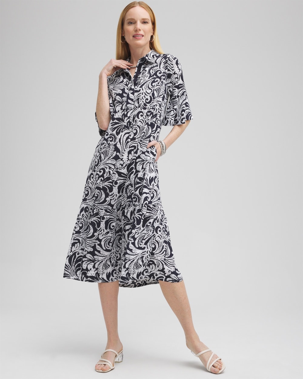 Tiered Midi Shirt Dress