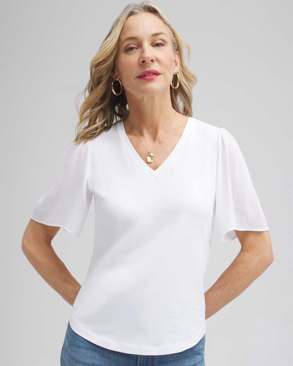 Gauze Flutter Sleeve Top