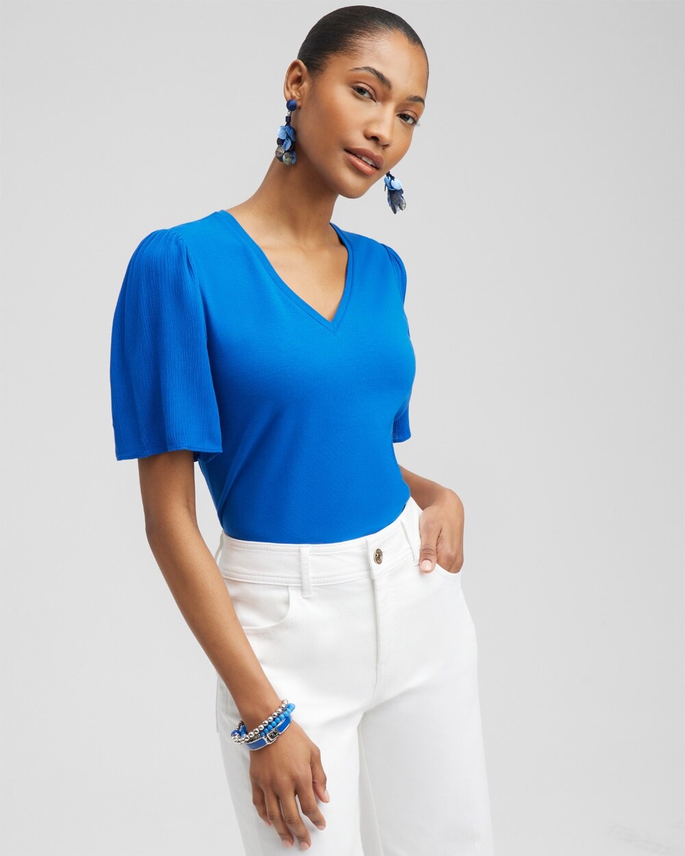 Gauze Flutter Sleeve Top