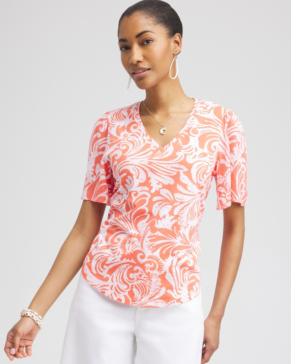 Paisley Gauze Flutter Sleeve Top