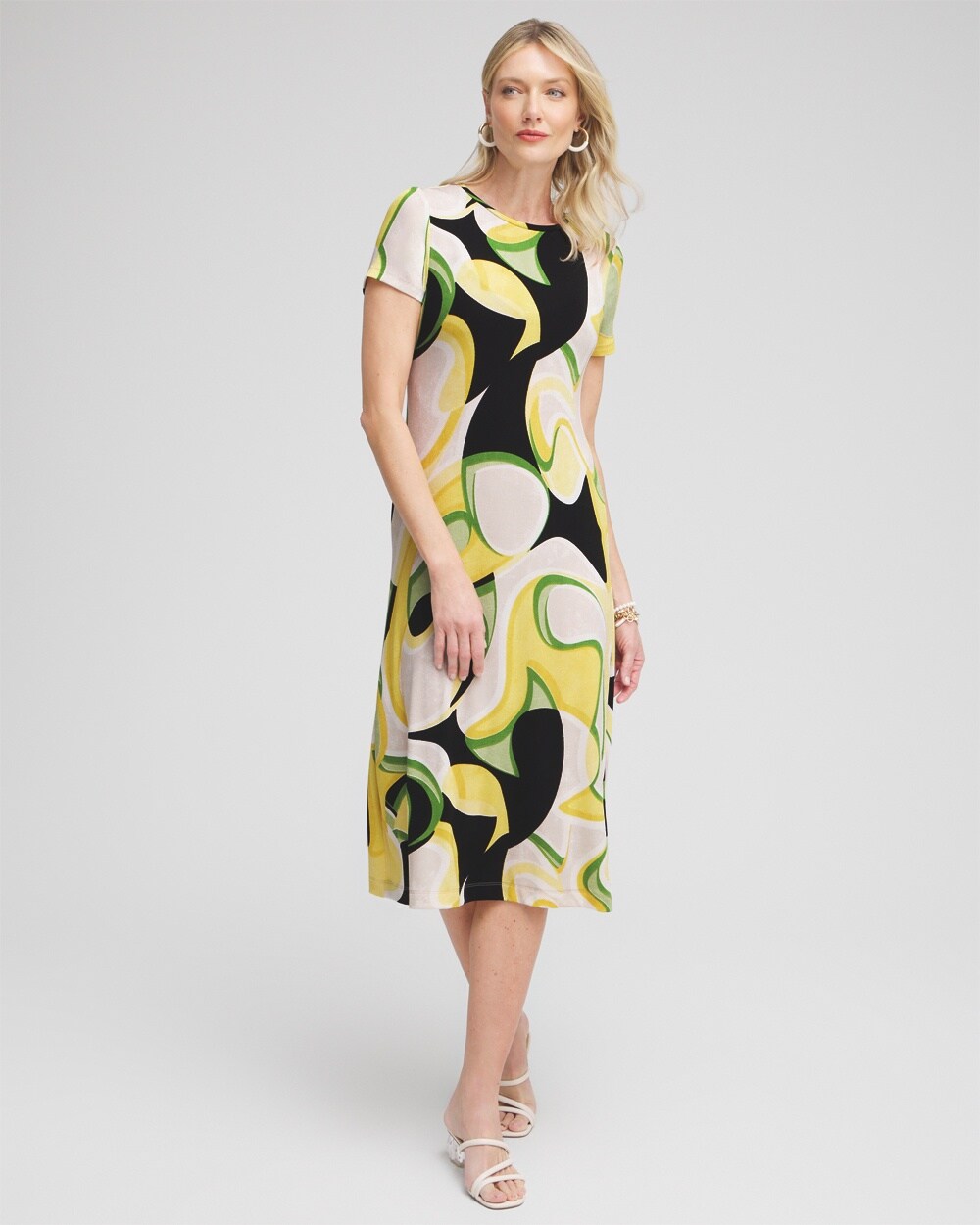 Travelers\u2122 Abstract Cap Sleeve Maxi Dress