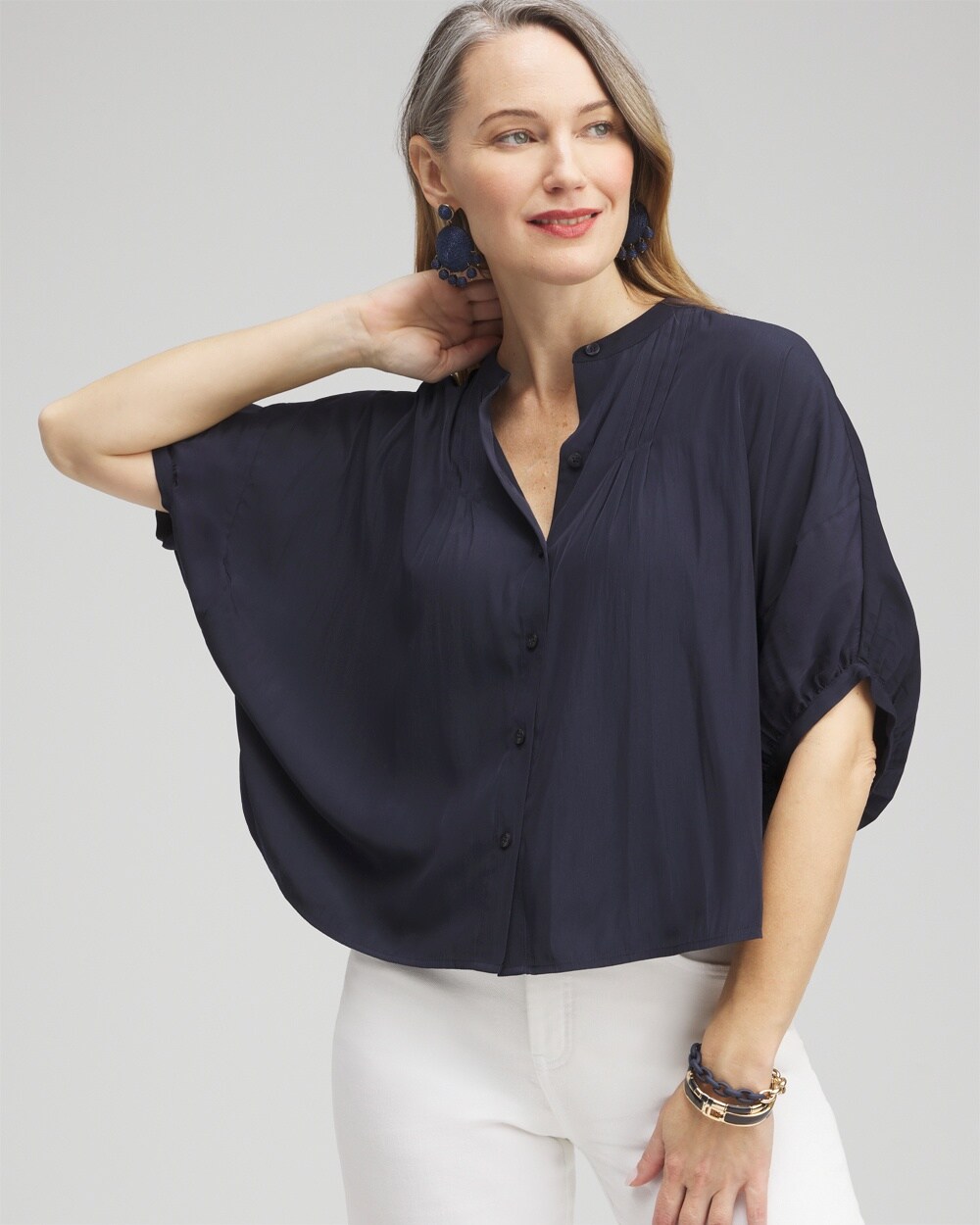 Pintuck Dolman Sleeve Shirt