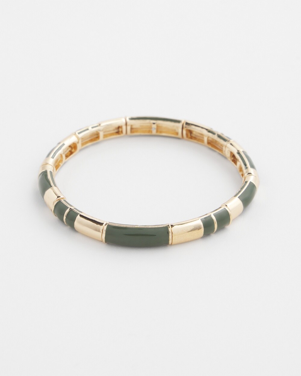 Olive Enamel Stretch Bracelet