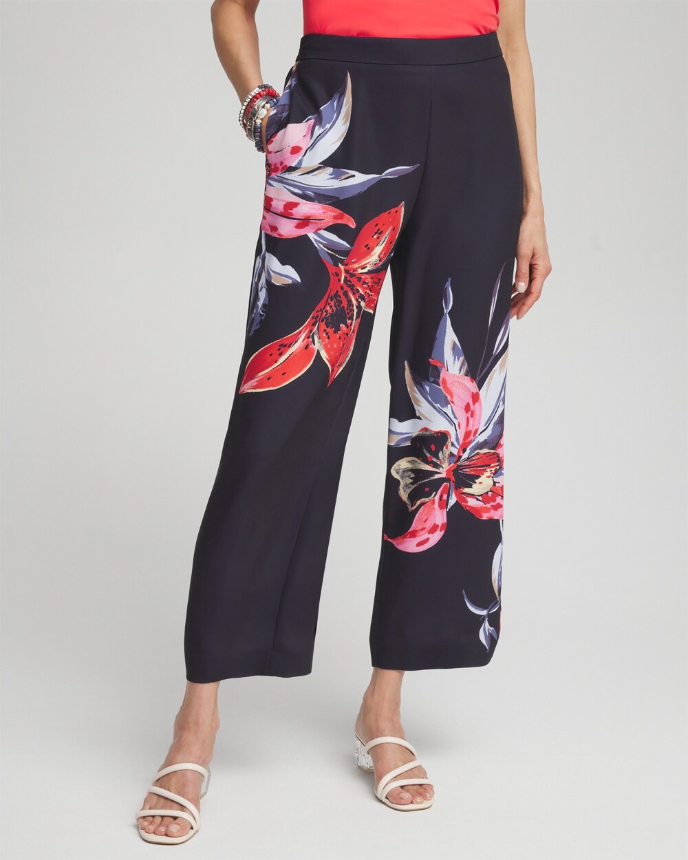 Petite Floral Print Soft Cropped Pants