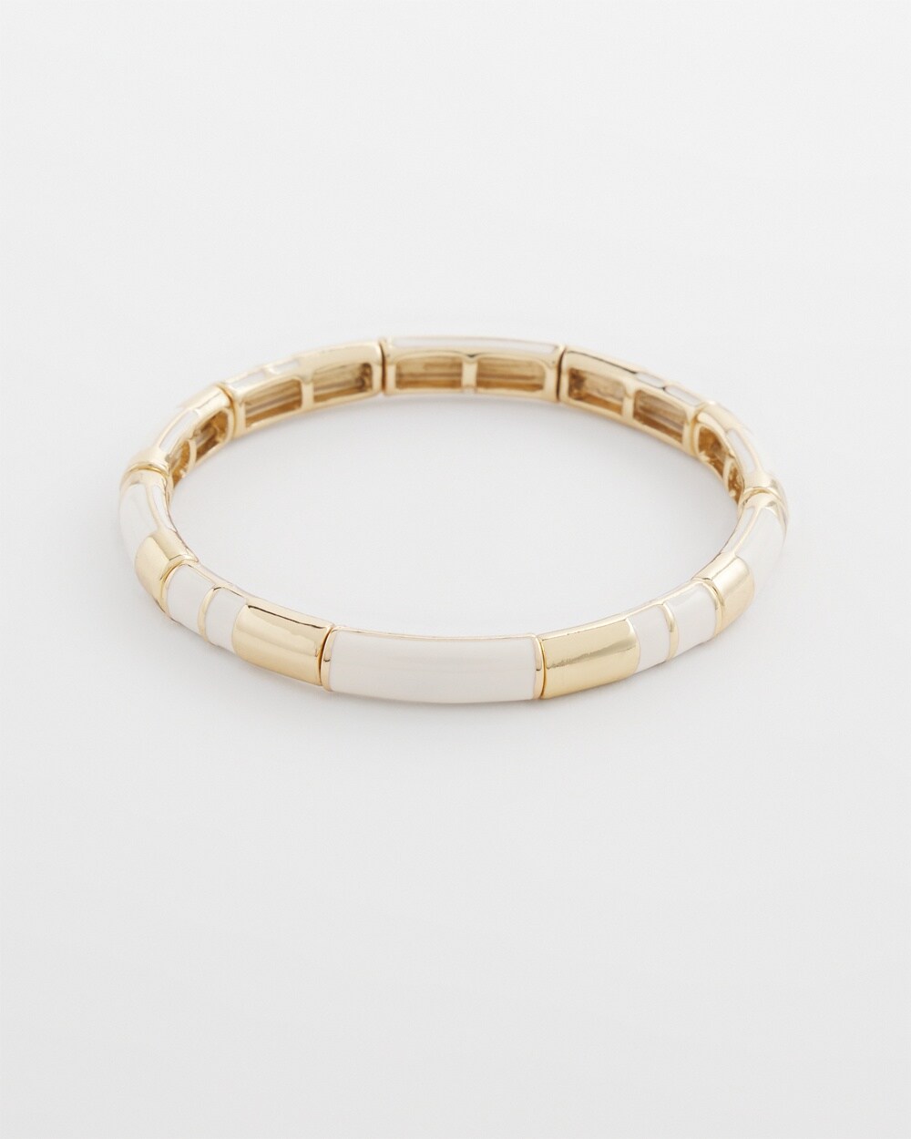 White Colorblock Stretch Bracelet