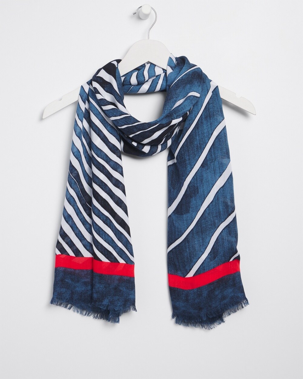 Silk Blend Stripe Oblong Scarf