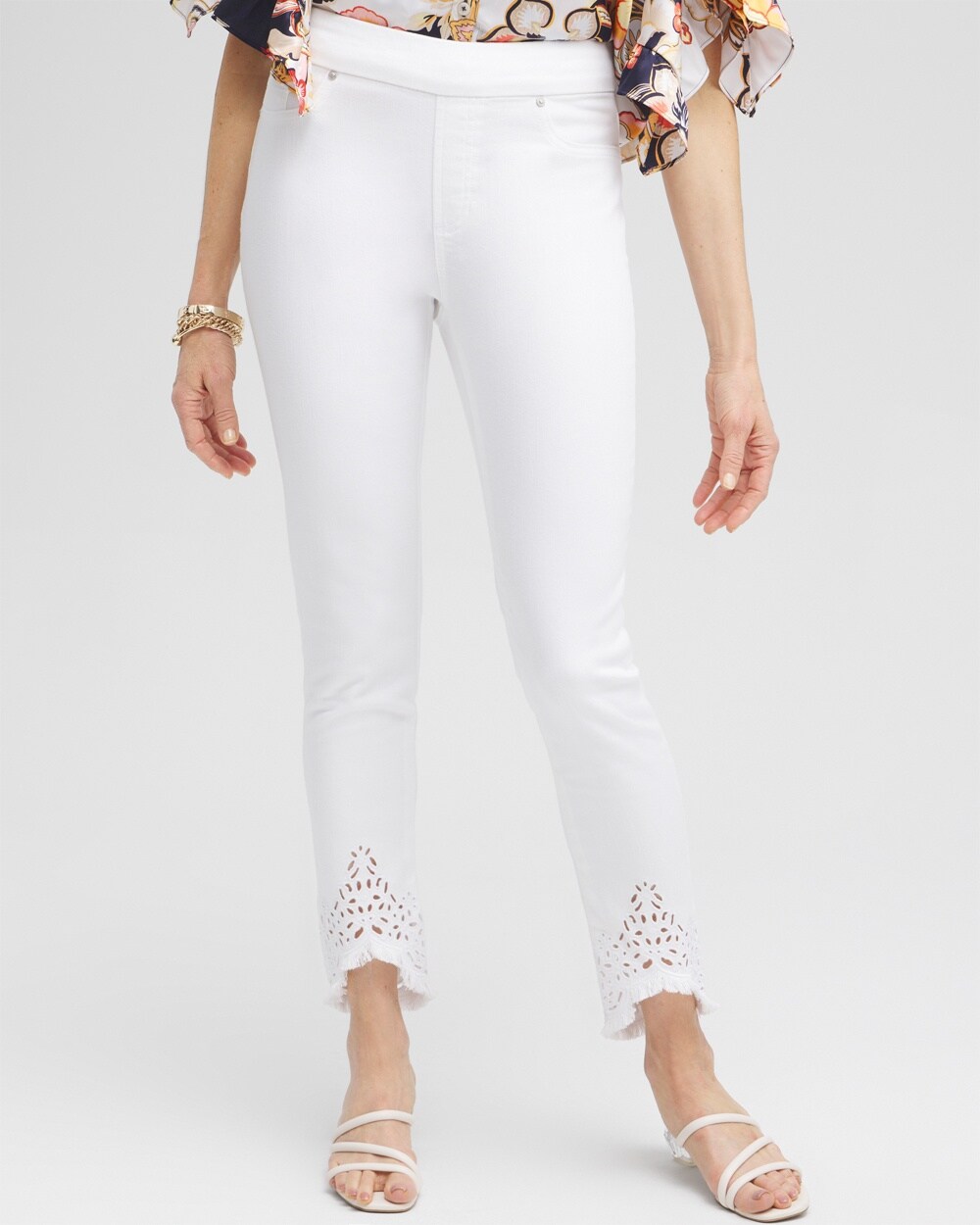 Petite Eyelet Tulip Hem Pull-on Ankle Jeggings