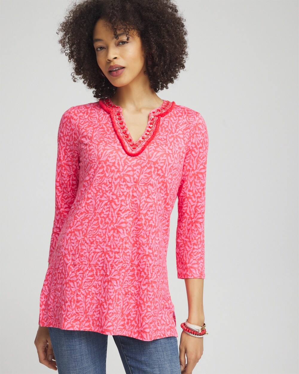 Linen Reef Embellished Tunic