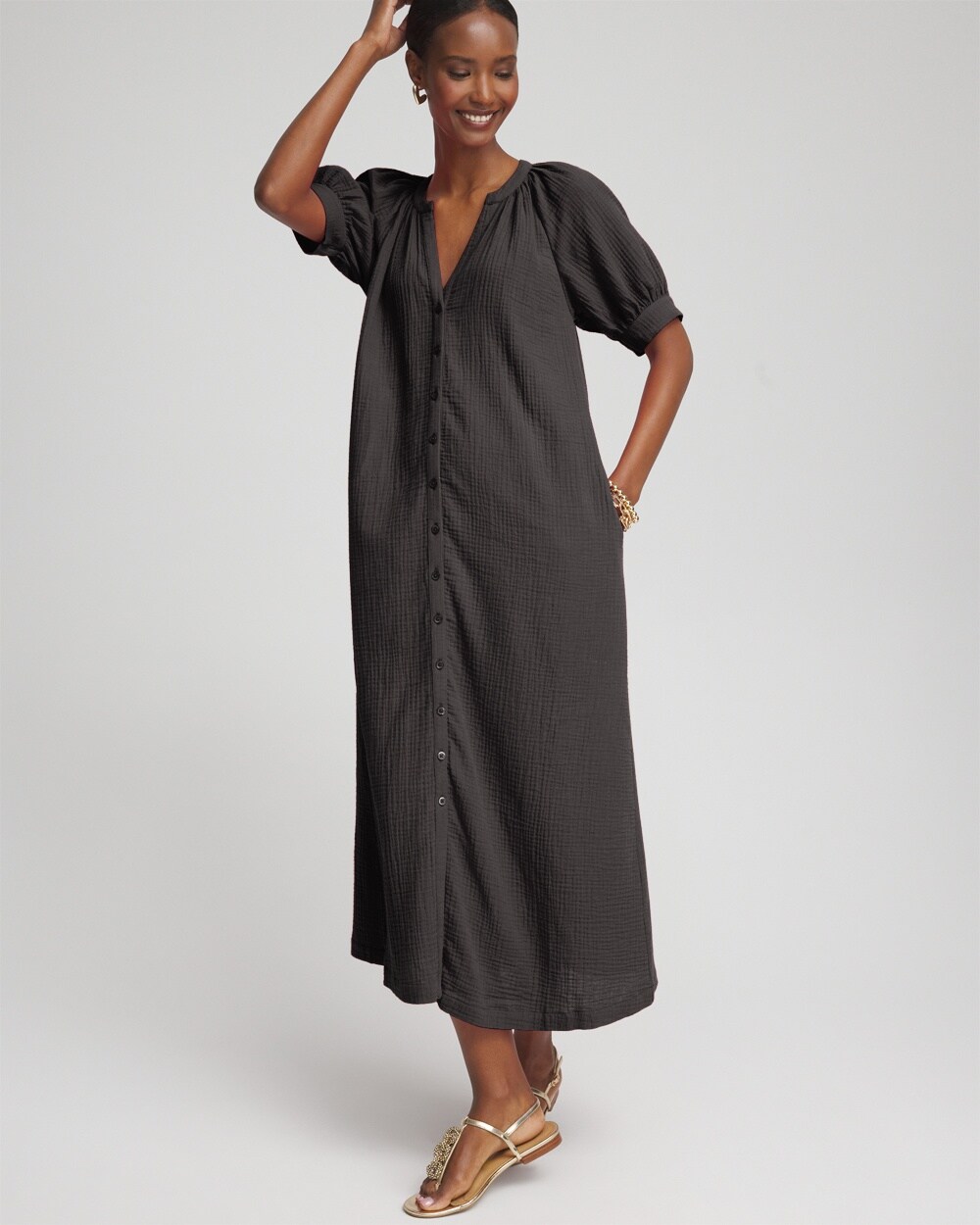 Gauze Shirt Dress