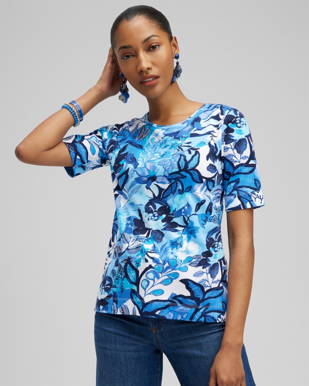 Floral Everyday Elbow Sleeve Tee