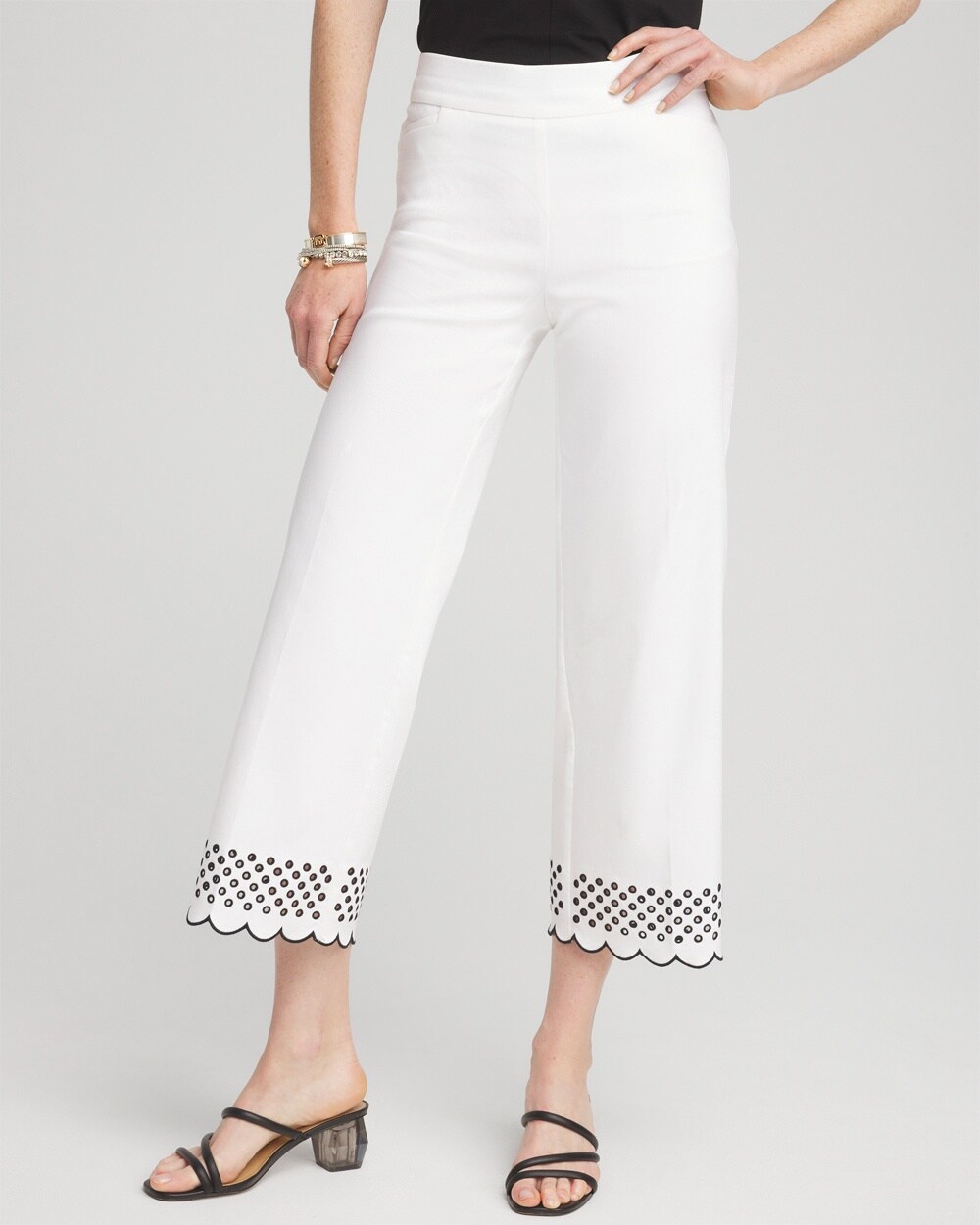 Brigitte Embroidered Wide Leg Cropped Pants