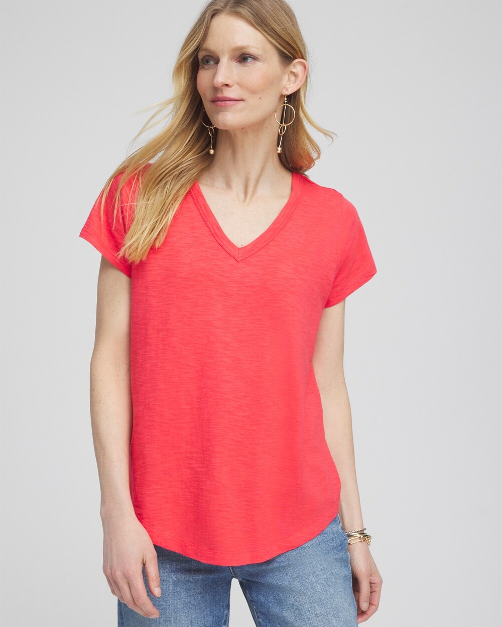 Cap Sleeve V-neck Tee