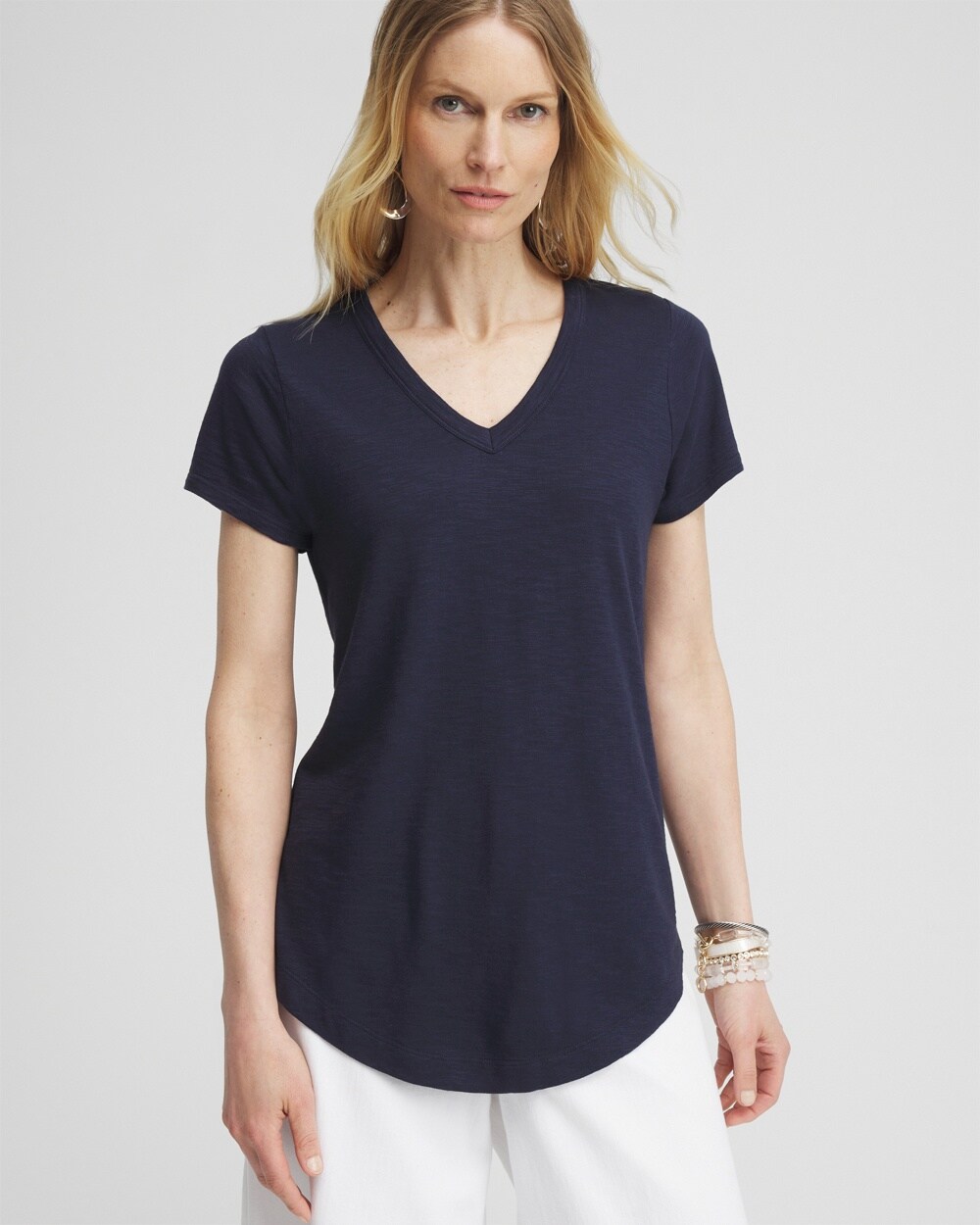 Cap Sleeve V-neck Tee