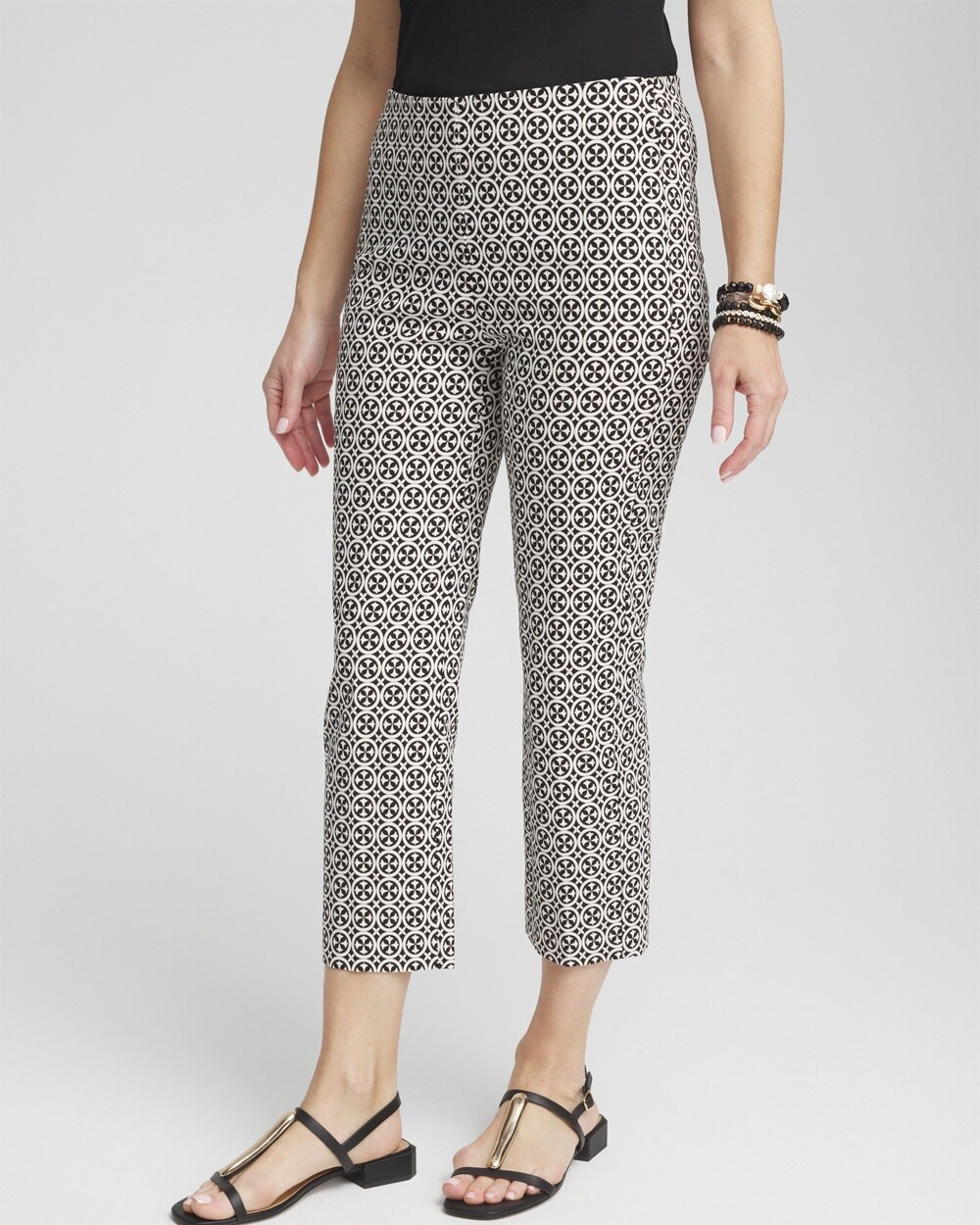 Juliet Tile Print Straight Cropped Pants