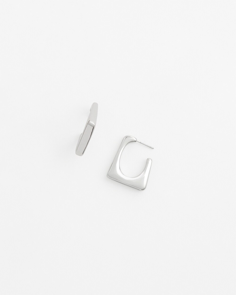 No Droop&#8482; Silver Tone Square Hoops