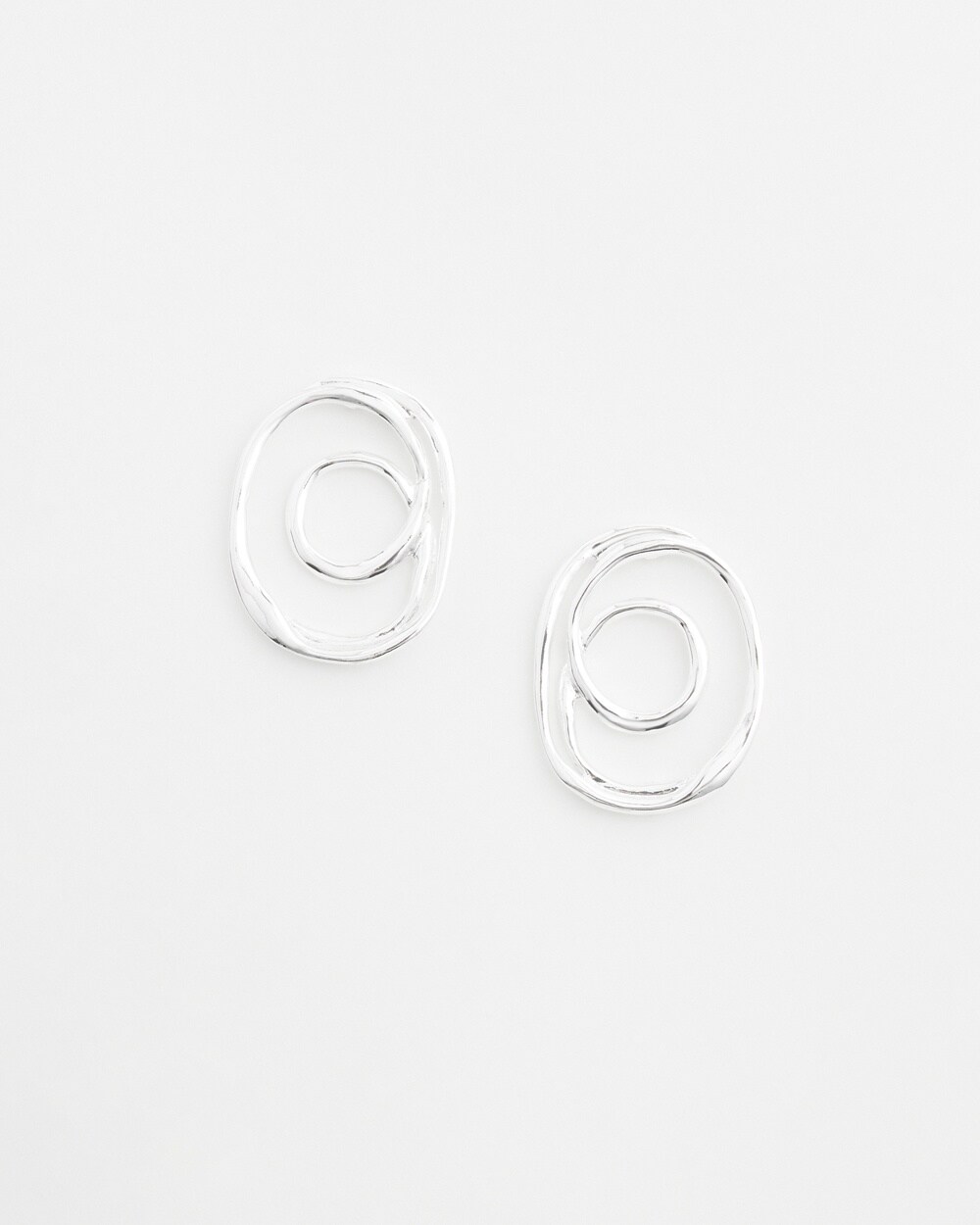 Silver Tone Round Earrings