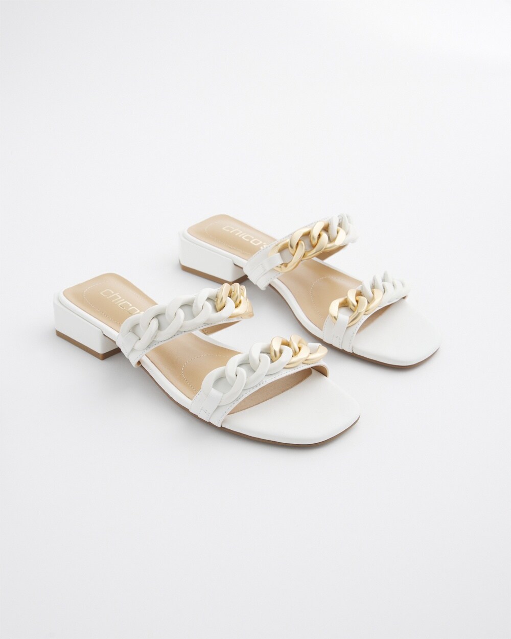 White Chain Link Sandals