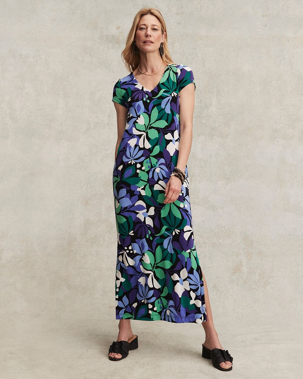 Travelers&#8482; Floral V-neck Maxi Dress