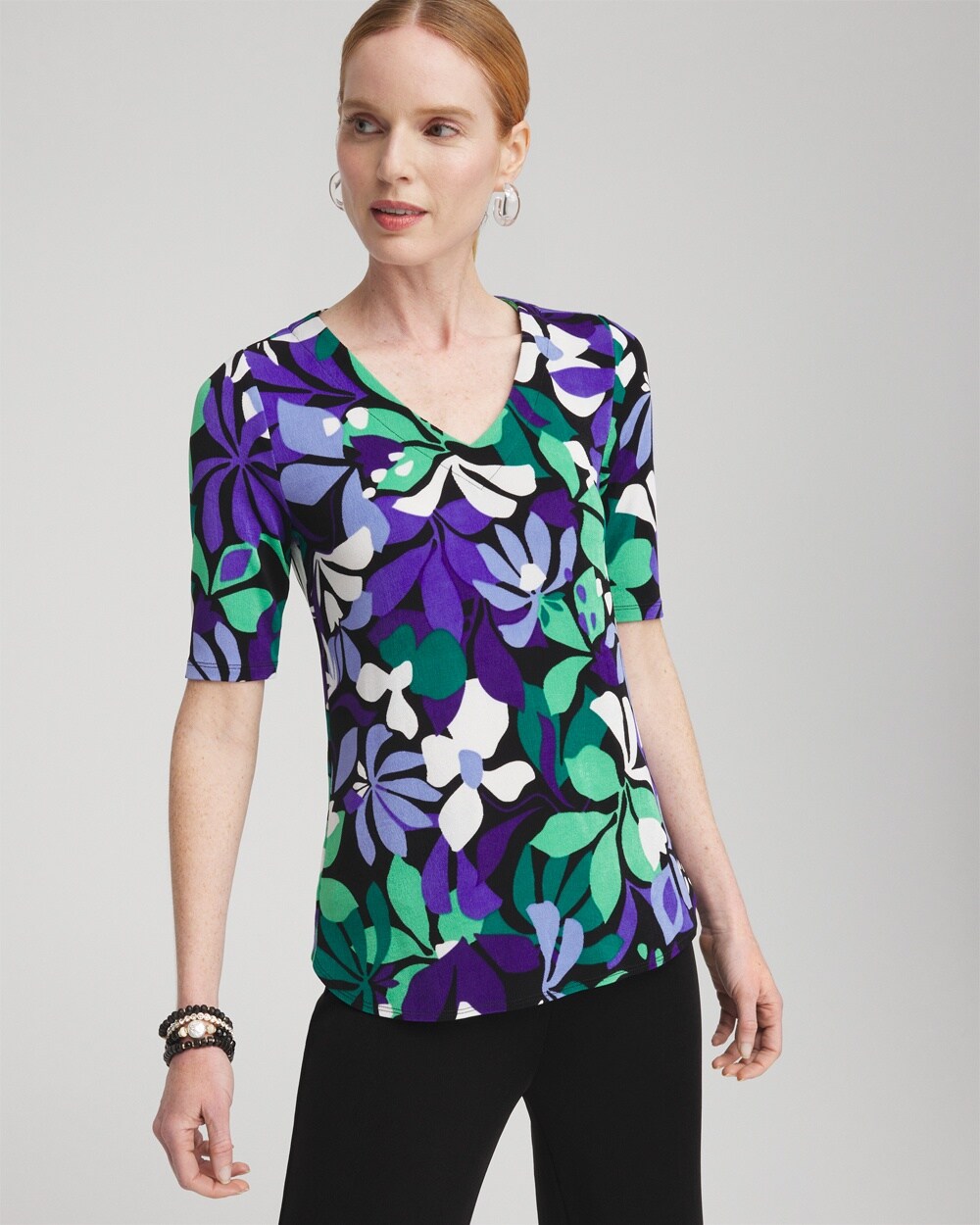 Travelers&#8482; Floral V-neck Top