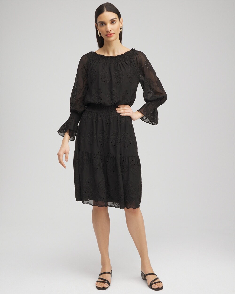 Chiffon Eyelet Dress