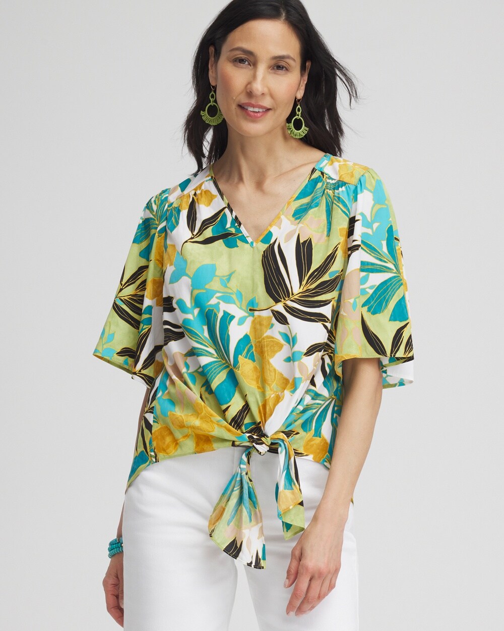 Flutter Sleeve Tie-Front Top