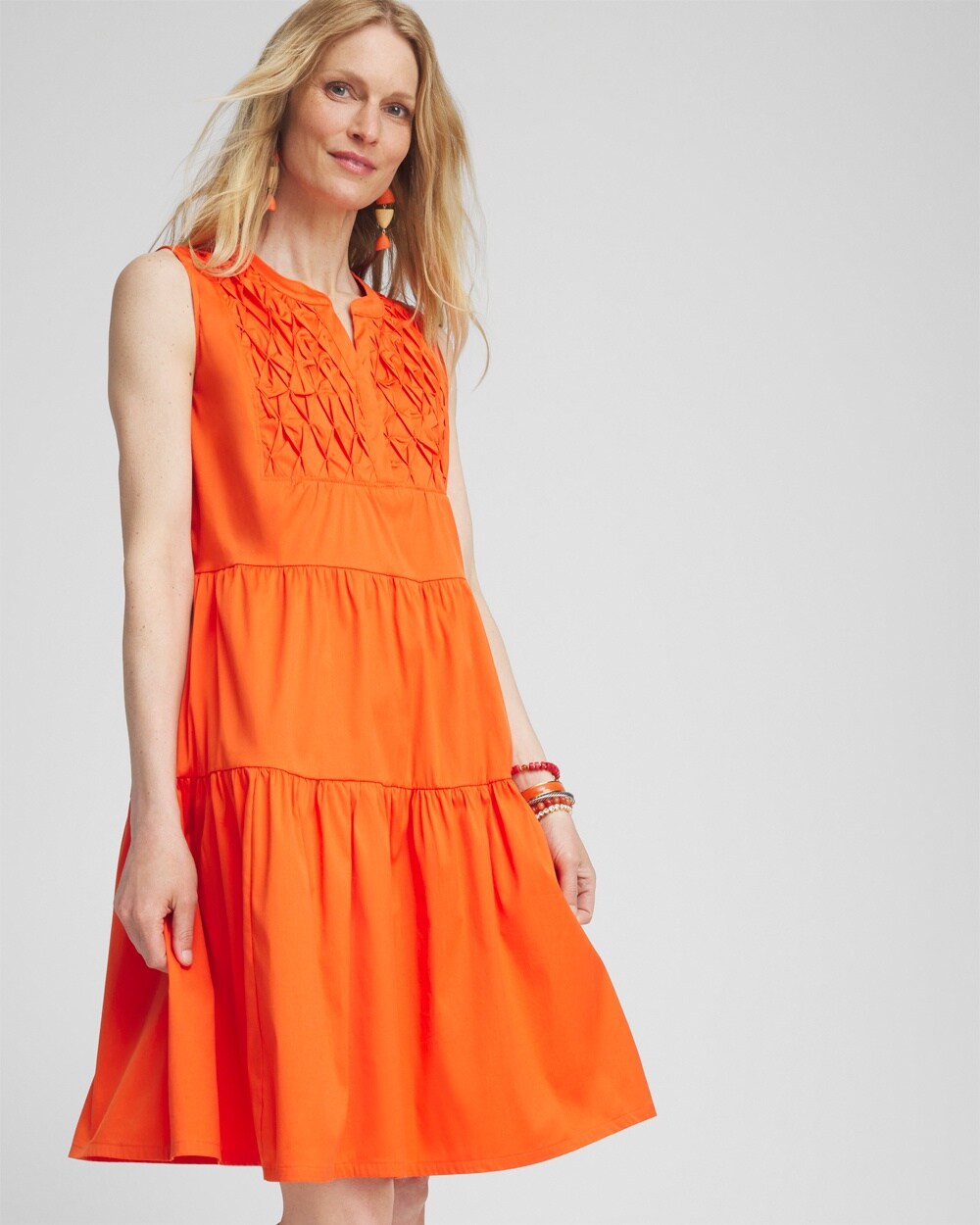 Poplin Smocked Midi Dress