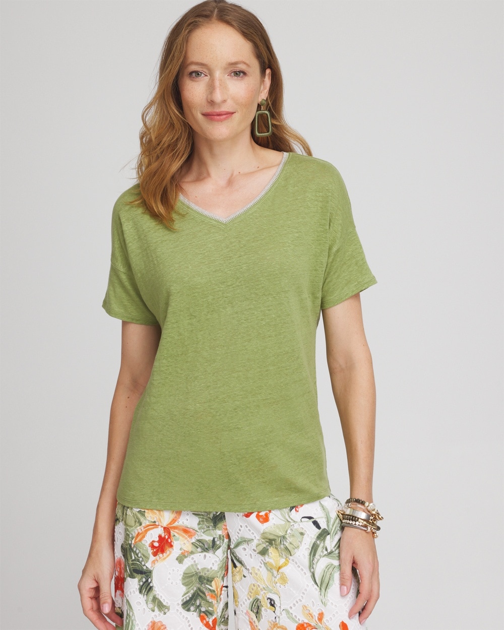 Linen Sweater Trim Tee