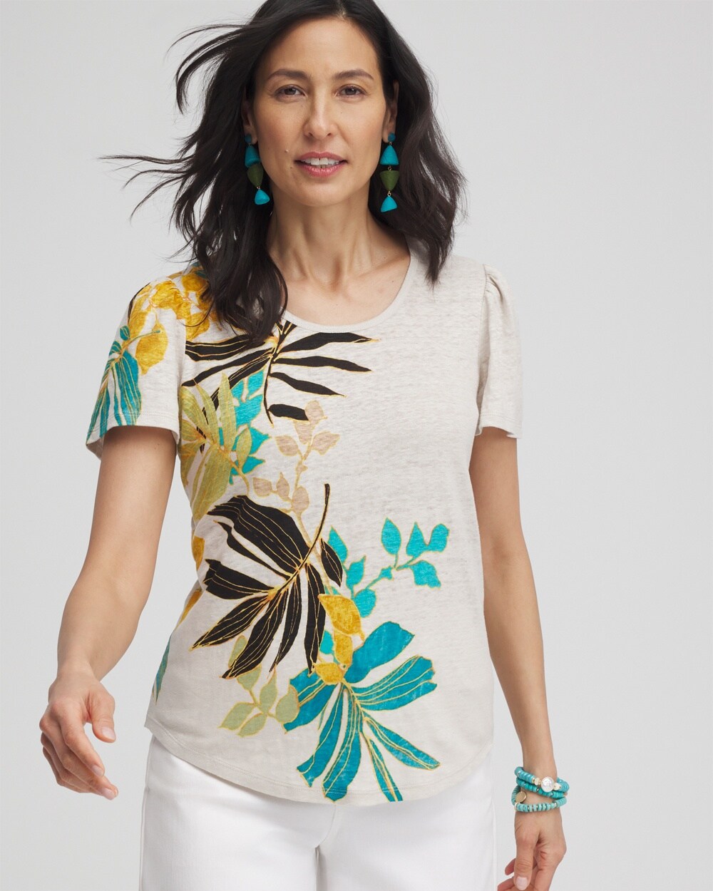 Palms Linen Flutter Sleeve Tee