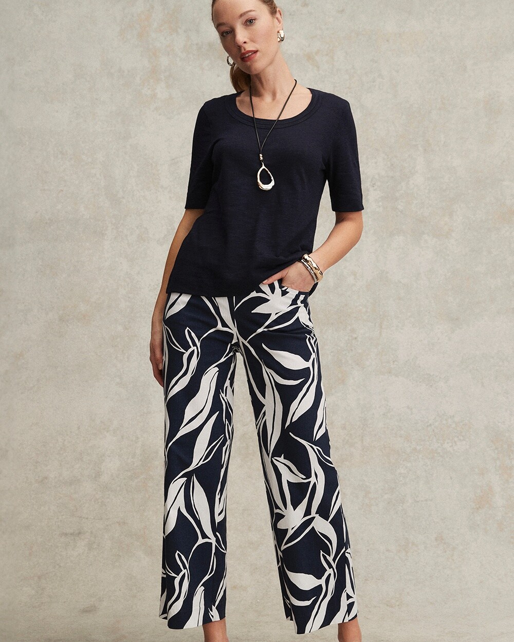 Brigitte Swirl Wide Leg Cropped Pants