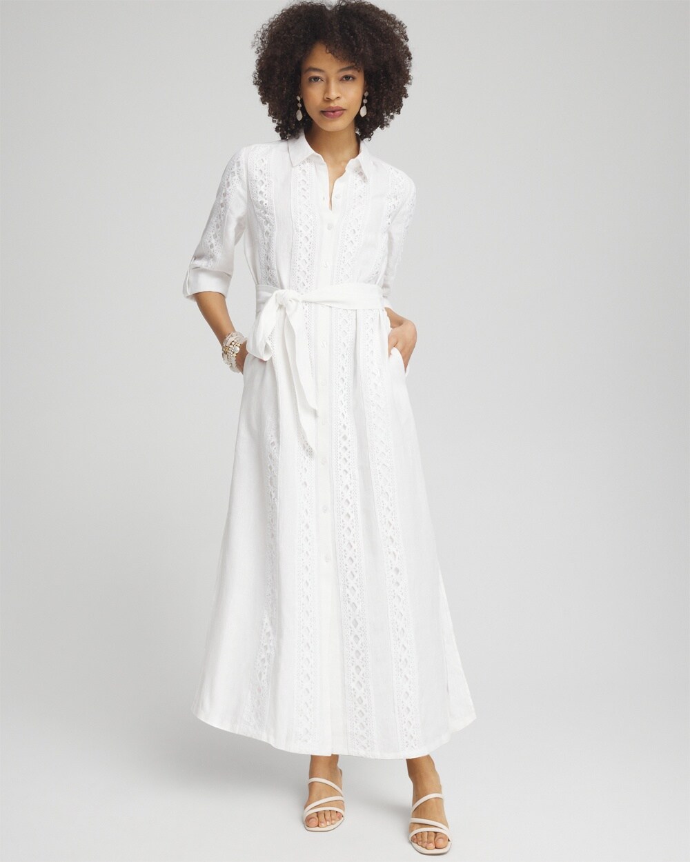 Linen Lace Shirt Dress