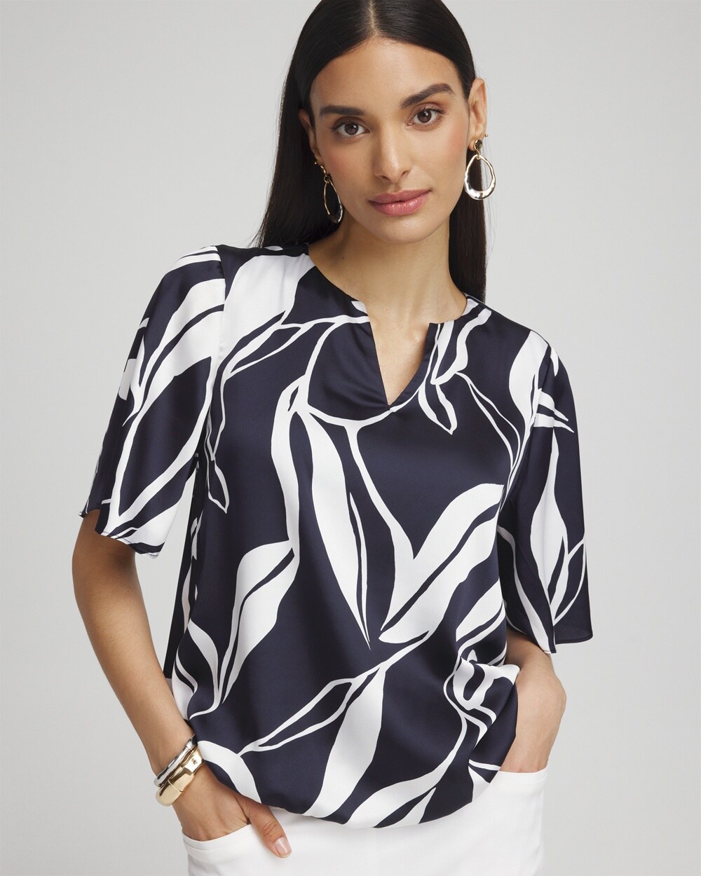 Satin Bubble Hem Blouse